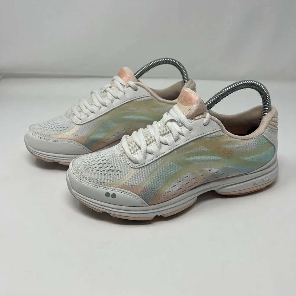 RYKA Devotion Plus 3 Women's Comfort Walking Shoes‎ White Pink Size 6.5 #1753